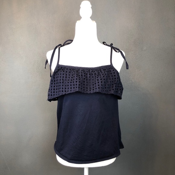 Ann Taylor Loft Navy Blue Tie Shoulder Tank Top XS - Picture 1 of 8